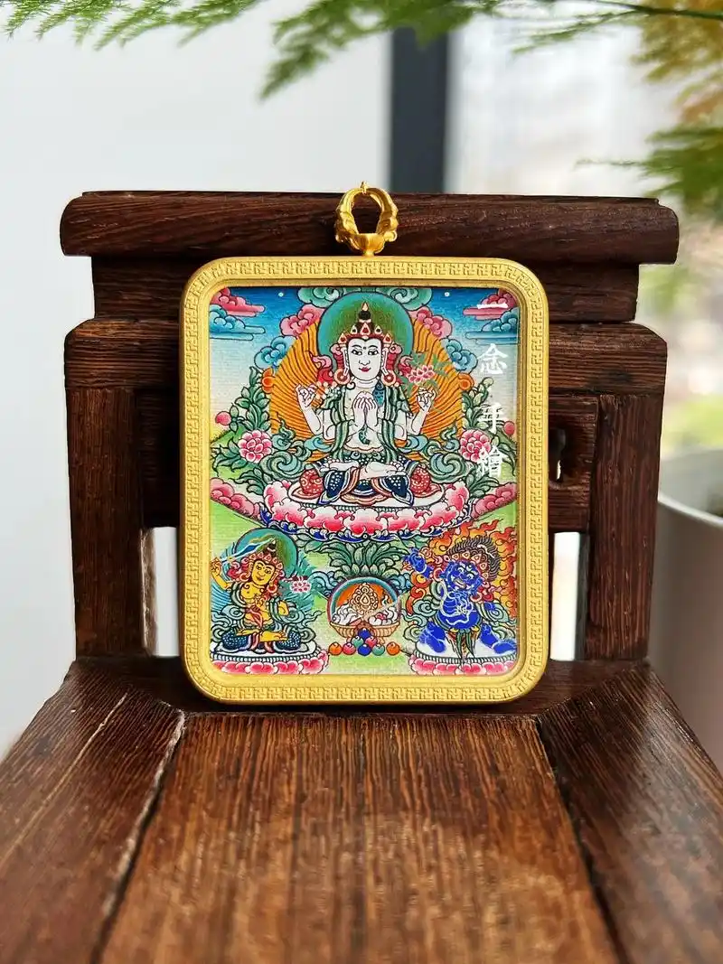 【热贡唐卡】收藏级雪域三怙主94.雪域三怙主,4×5cm画芯 - 抖音