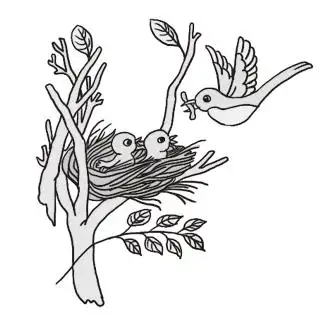 幼儿树上的鸟窝简笔画