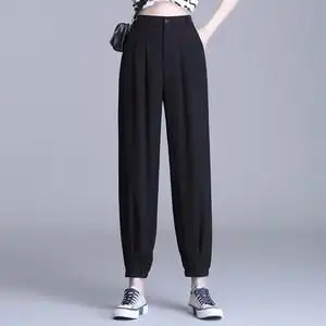 哈伦裤女夏2022新款宽松夏款女装灯笼冰丝雪纺休闲夏季薄款西装裤