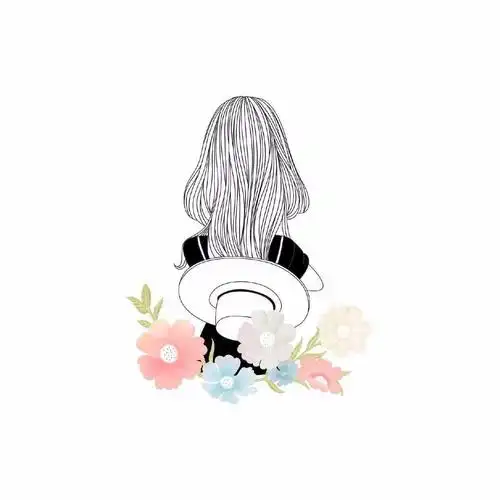 闺蜜系列头像手绘线条的女生背影头像图片