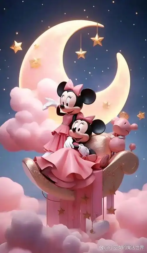 95在夜空中,米奇和米妮坐在月亮上,犹如童话中的公主和王子.78