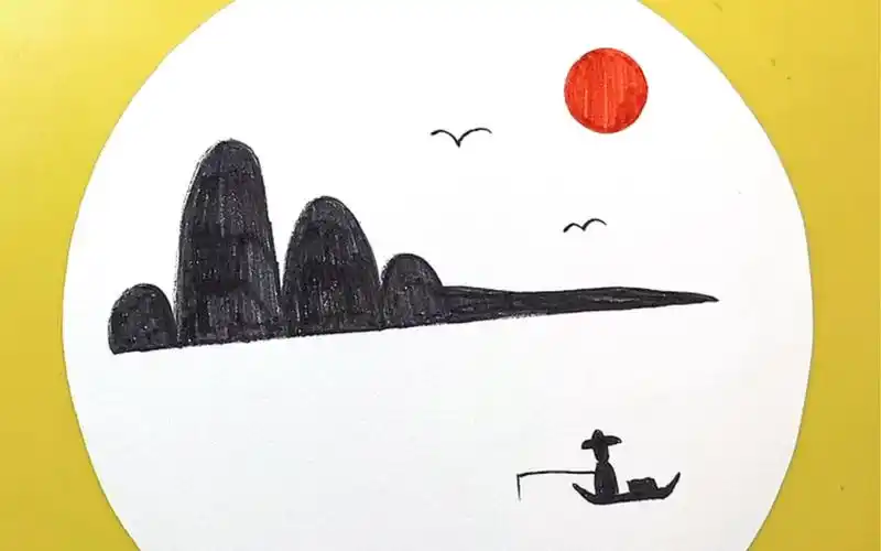 风景简笔画:简单几笔画意境风景画