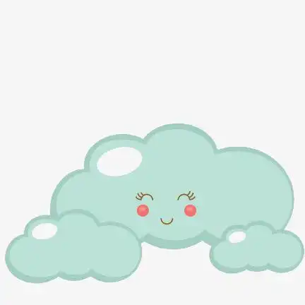 可爱的卡通绿色云朵免抠素材