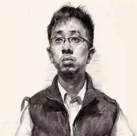 男青年正面素描头像