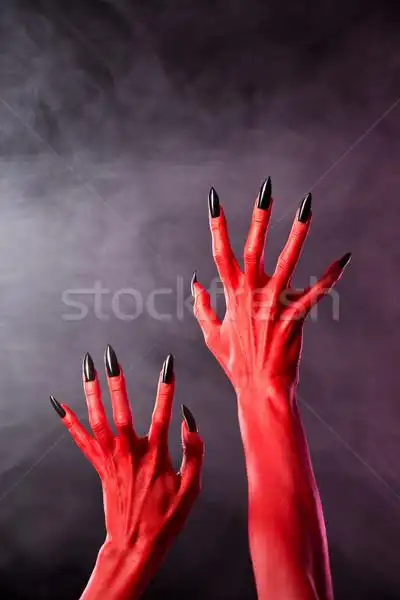 商业照片: 红色 · 魔鬼 ·手· 黑色 · 指甲 ·实