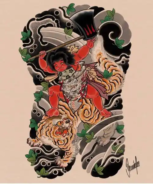 满背老传统风格纹身图案