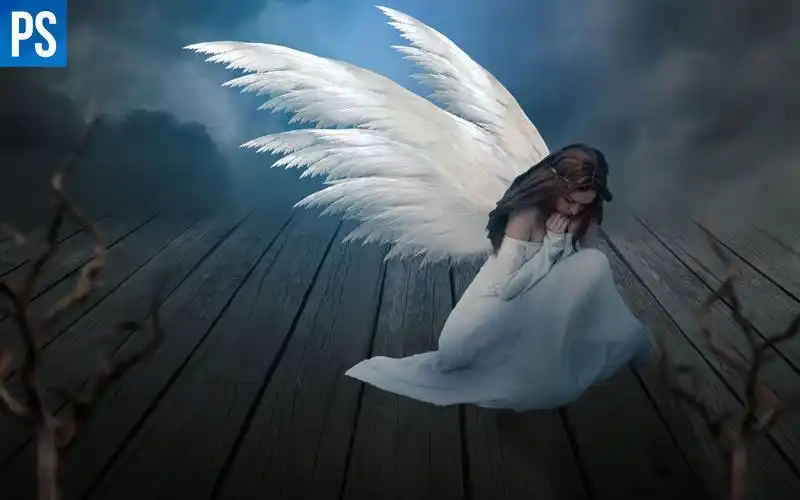 photoshop照片处理!悲伤翅膀女!_哔哩哔哩_bilibili