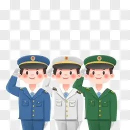 军人敬礼元素pngpsd手绘描边写实风海军陆军空军三军女军敬礼元素png