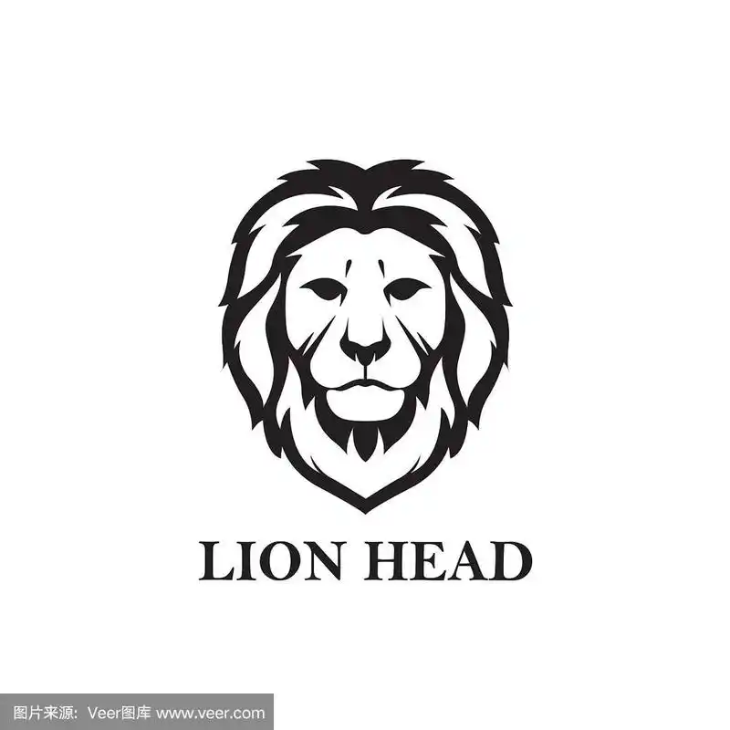愤怒的狮子头黑白标志设计