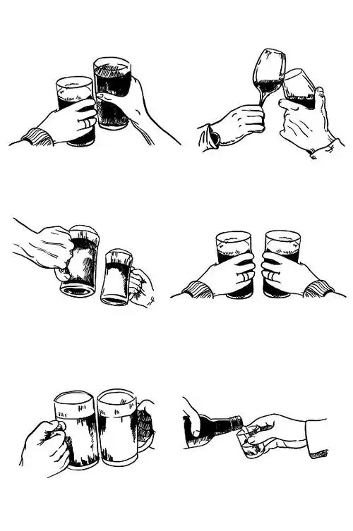 好哥们相聚喝酒手绘