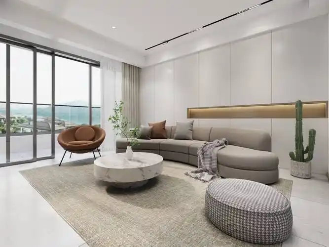 极简悬空电视墙营造大平层空间感