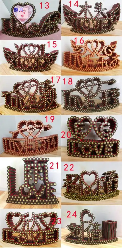 520情人节七夕纪念日摆件子弹壳工艺品双心双翼love爱心手工线编军恋