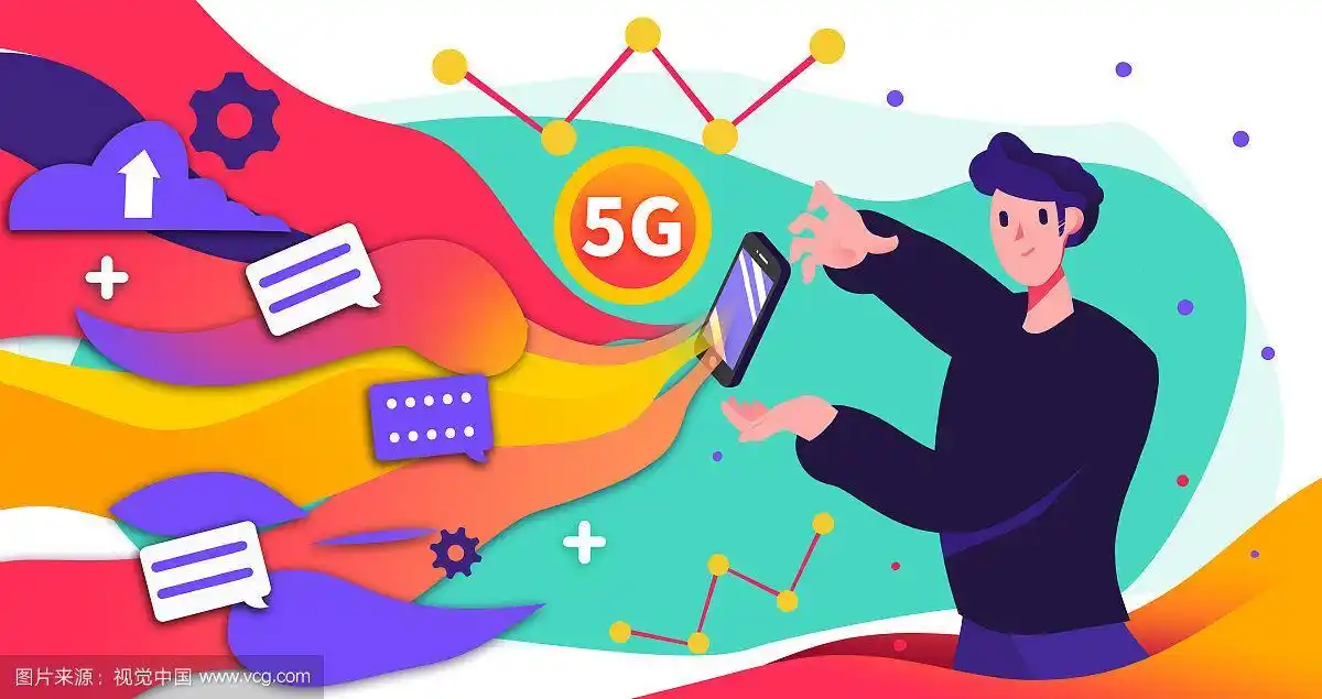 卡通手绘科技风5g时代海报插画