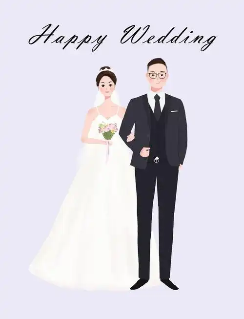 卡通手绘婚纱照