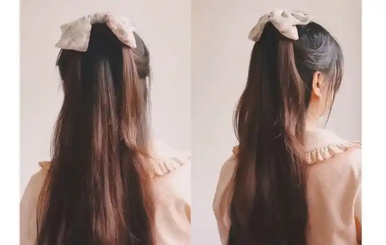 高马尾半披发,简单又日常,还可增加颅顶高度