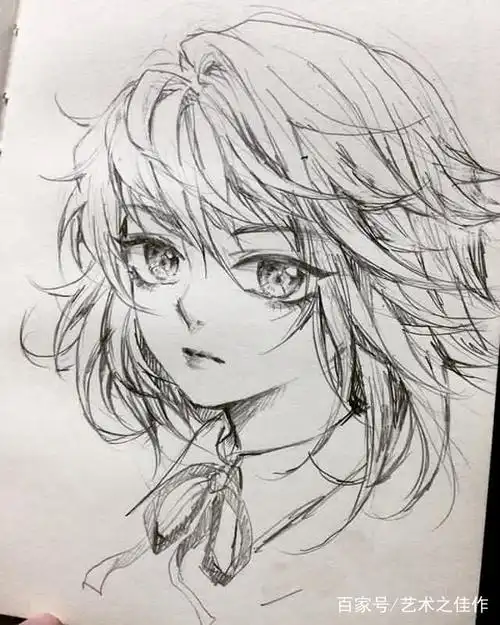 手绘人物线稿,漂亮的动漫小姐姐,好喜欢