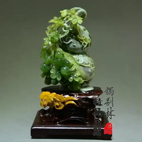 玉石摆件客厅天然岫玉摆件原石福禄吉祥玉雕摆件镇宅葫芦乔迁礼品