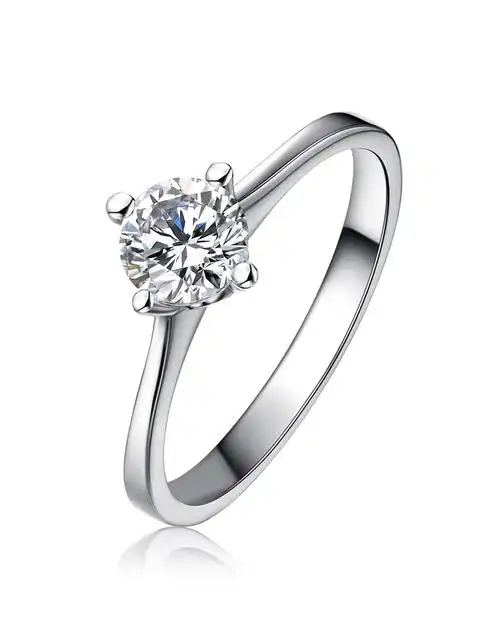 似水柔情 18k金50分显钻四爪钻戒 (附国家级证书)