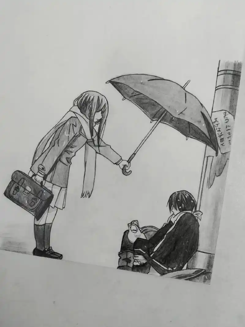 为你撑伞.#野良神#临摹 - 抖音