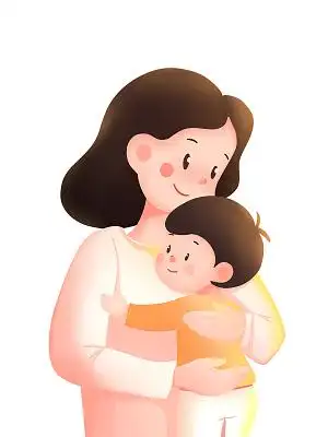 png素材彩色手绘卡通母亲抱孩子母乳喂养母亲节元素png素材彩色手绘