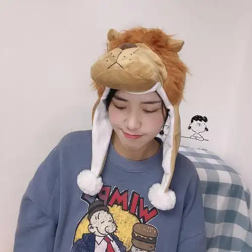 搞怪创意可爱动物狮子狮子头头套帽子儿童成人帽子