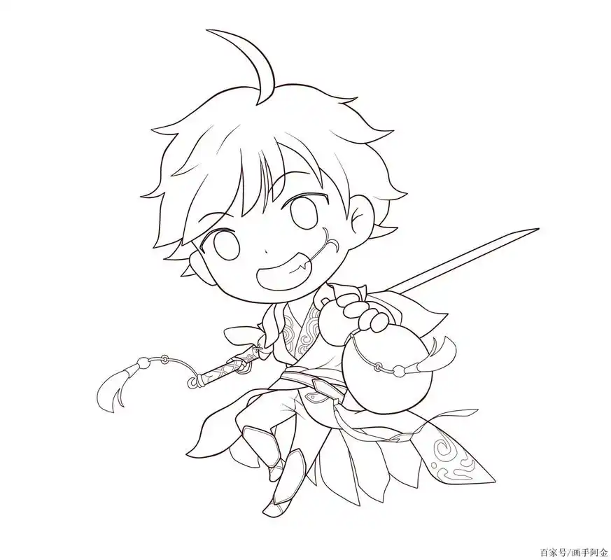 王者荣耀头像:q版李白,绘画过程,简单易学!