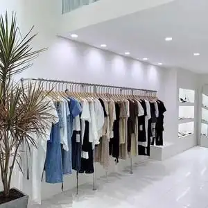 服装店男女衣架银色展示架简约货架吊顶挂衣服架子上墙架壁挂架