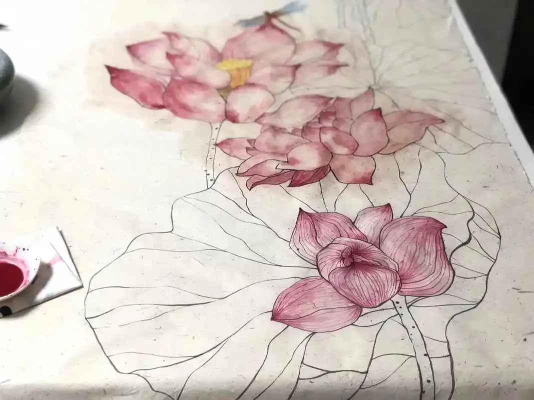 临摹#李知弥 先生的作品〈水面清圆〉#国画 #抖出我的艺术 - 抖音