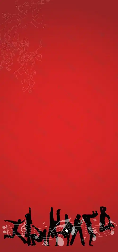 简约人物音符红底背景