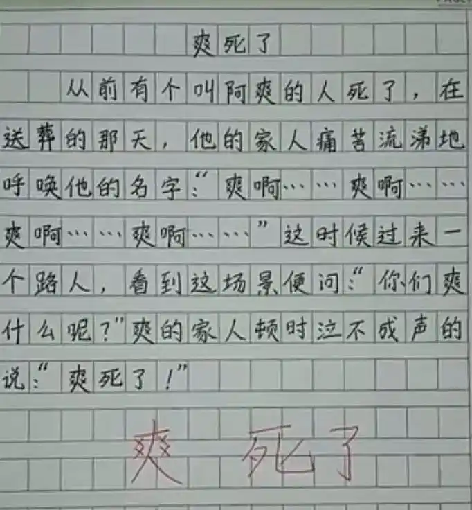 小学生作文《爽死了》,社会经验可不少,网友:脑洞真大!_手机搜狐网