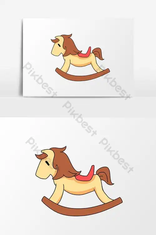 hand drawn cartoon childrens day rocking horse