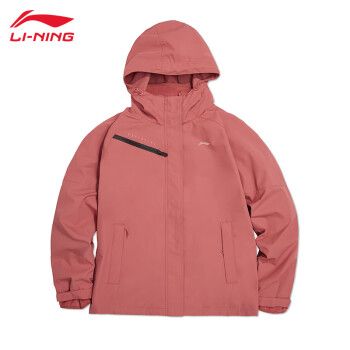 李宁冲锋衣女户外外套秋冬季三合一女款保暖加绒运动夹克awbs026枯玫