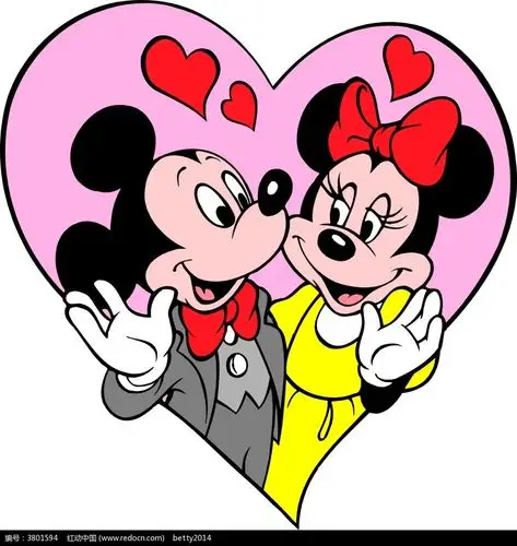 甜蜜的米妮和米奇矢量卡通插画wmf