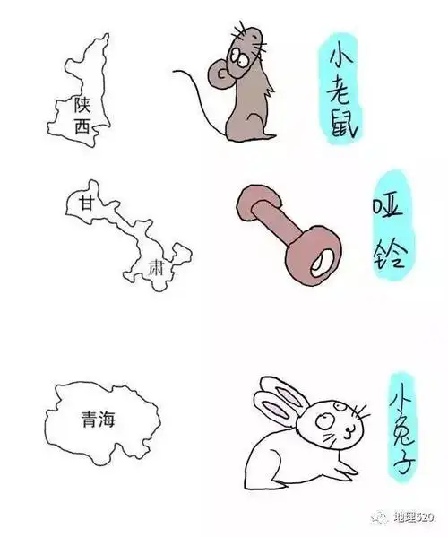 萌翻了手绘34个省级轮廓图30秒钟快速记忆