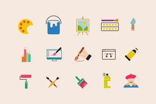 15枚绘画主题矢量图标 15 painting icons
