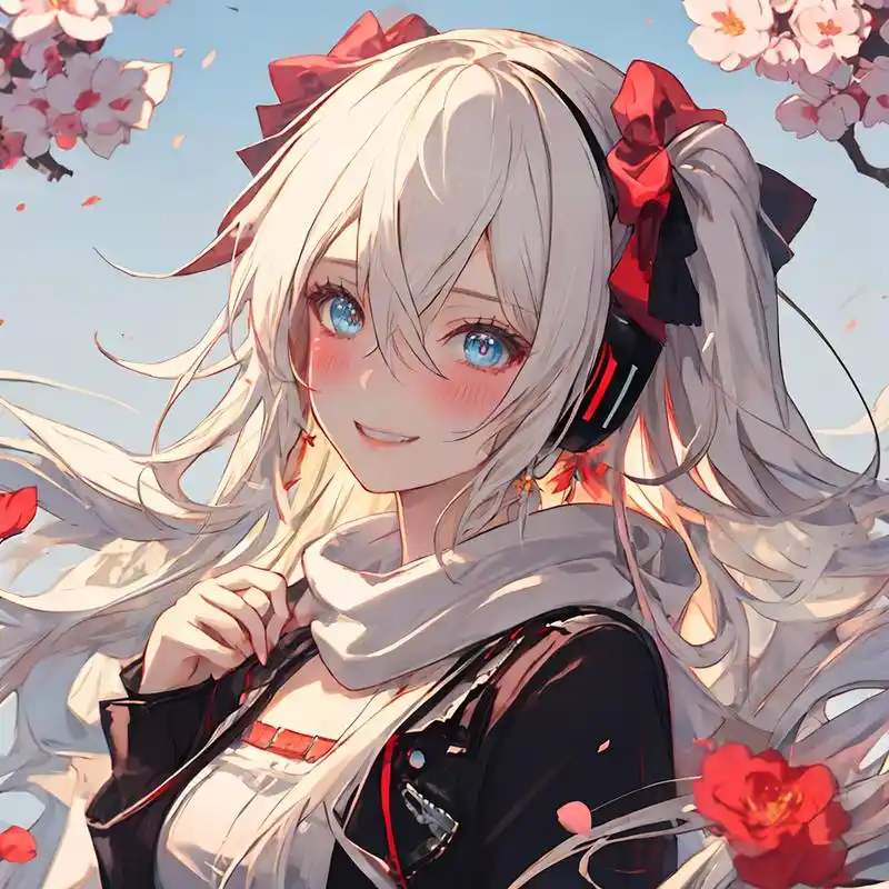 花与少女的幻想之旅:二次元世界中的白色长发少女