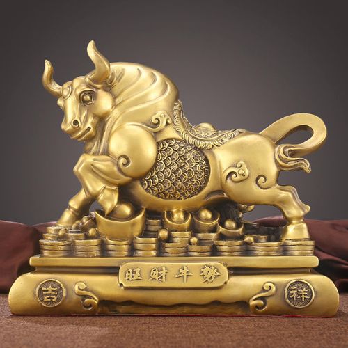 旺财牛势铜牛摆件招财纯铜华尔街牛工艺品风水办公室客厅电视酒柜