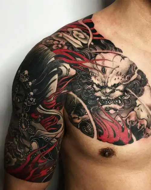 黑文殊菩萨纹身图片_手臂手部老传统新传统纹身图案