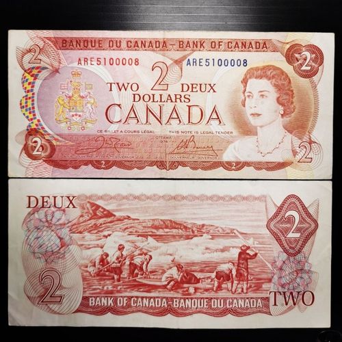 加拿大1974年景观版2圆纸币【流通好品】永久保真支持鉴定