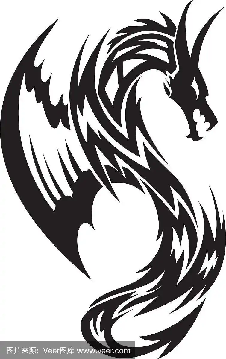 飞龙纹身复古雕刻
