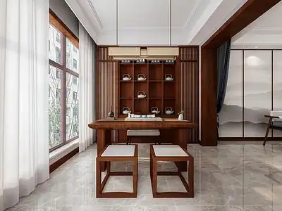 将阳台设计成了茶室,喝茶聊天看书,慢悠悠度过一天.