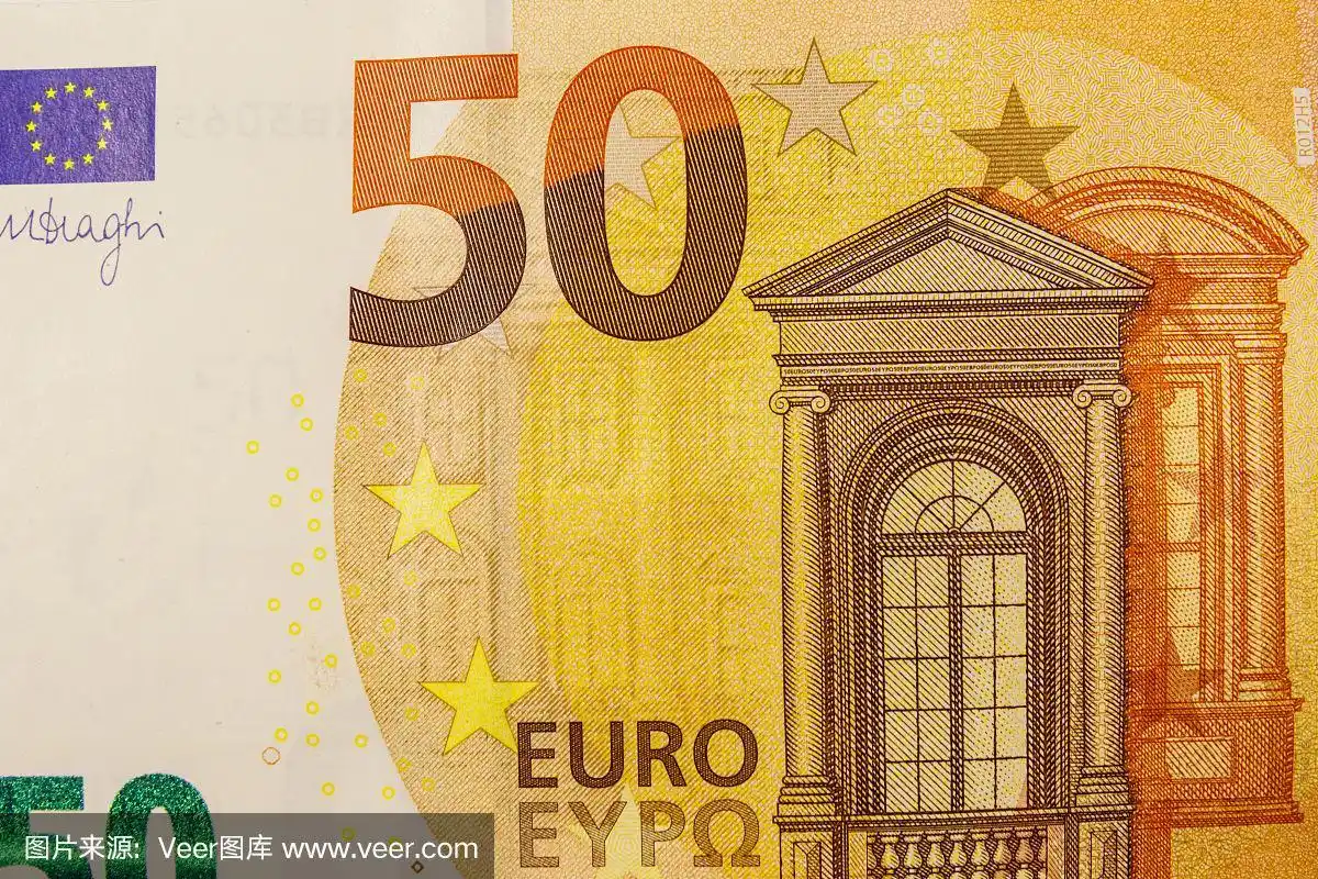 微距拍摄50欧元钞票