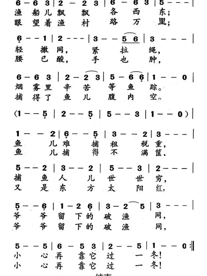 【渔光曲】【简谱】