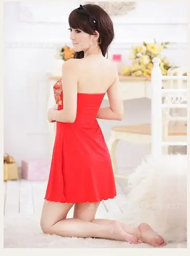 情趣内衣新娘装 网纱贵妃抹胸罩衫丁字裤性感内衣三件套8984