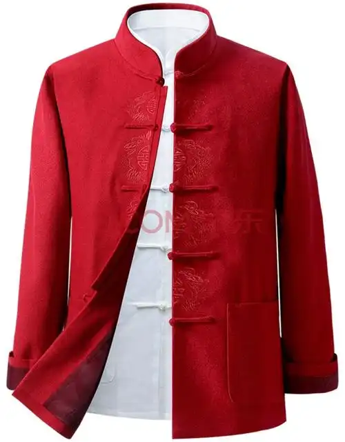 中国风春秋季唐装男长袖加厚中式棉中老年人爸爸冬装汉服夹克外套