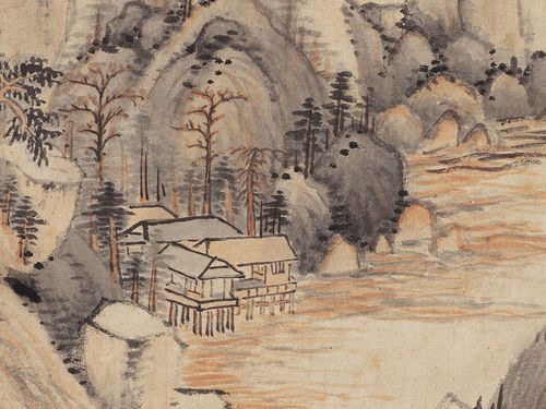 王鉴富春山居图立轴挂画古代山水画高清数字微喷国画