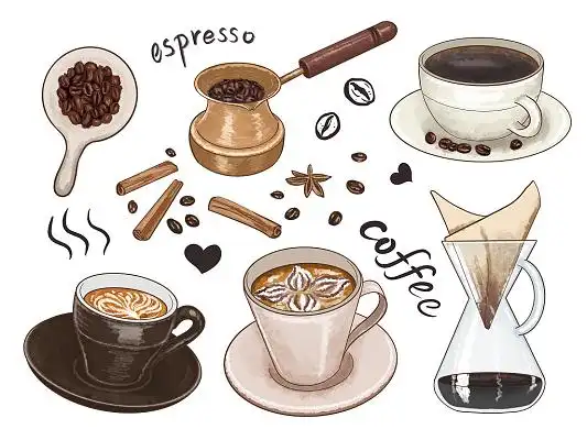手绘卡通咖啡原创插画素材