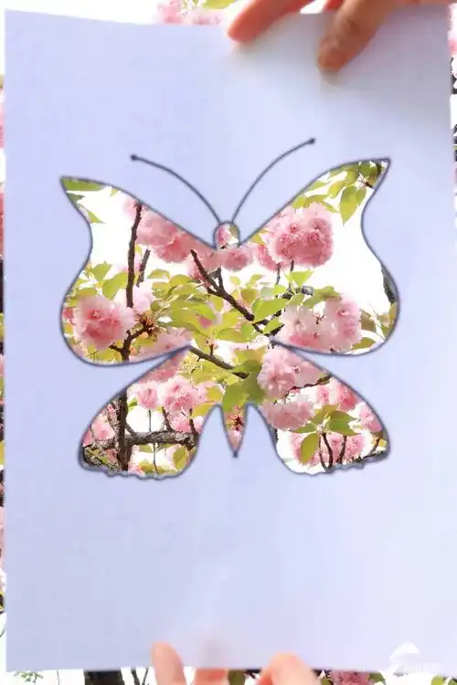 四月天里百花开镂空剪纸画捕捉美好春天