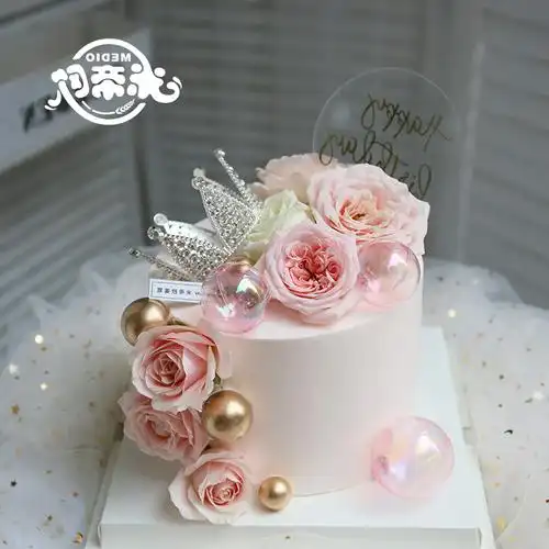 帝欧七夕情人节生日蛋糕网红女神王冠皇冠鲜花加高新鲜生日蛋糕