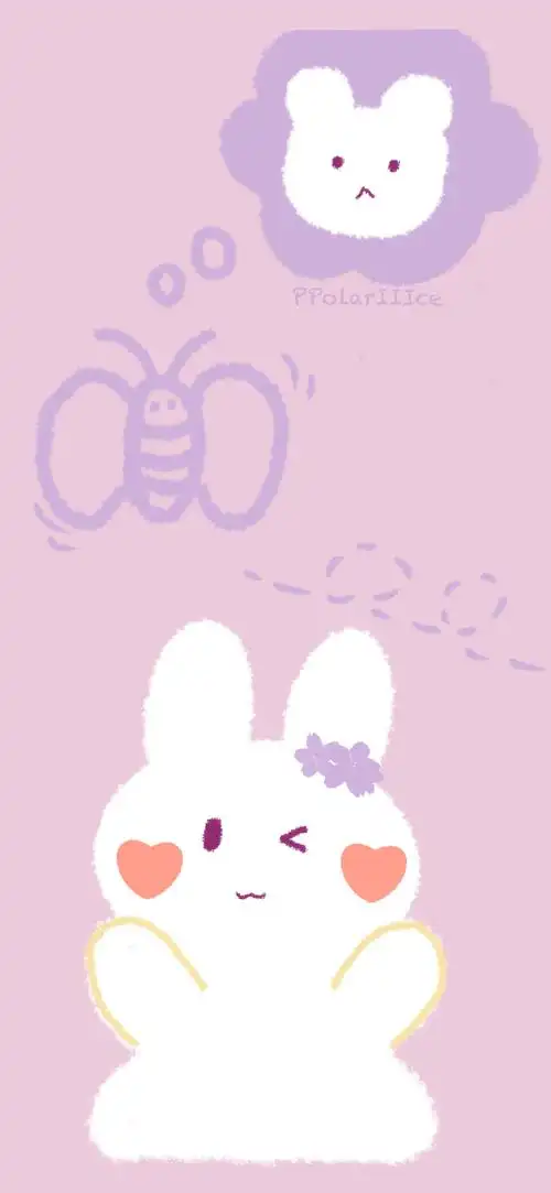 萌趣可爱兔子手绘全面屏手机壁纸_卡通_手机壁纸下载_美桌网